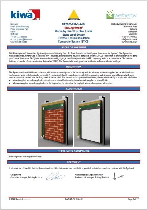 New A1 Direct Fix Render System - Wetherby Wall Systems Ltd